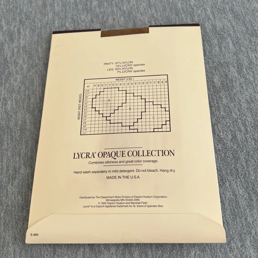 Field Manor Control Top Pantyhose Lycra Opaque Burnished Gold Size C Vintage New